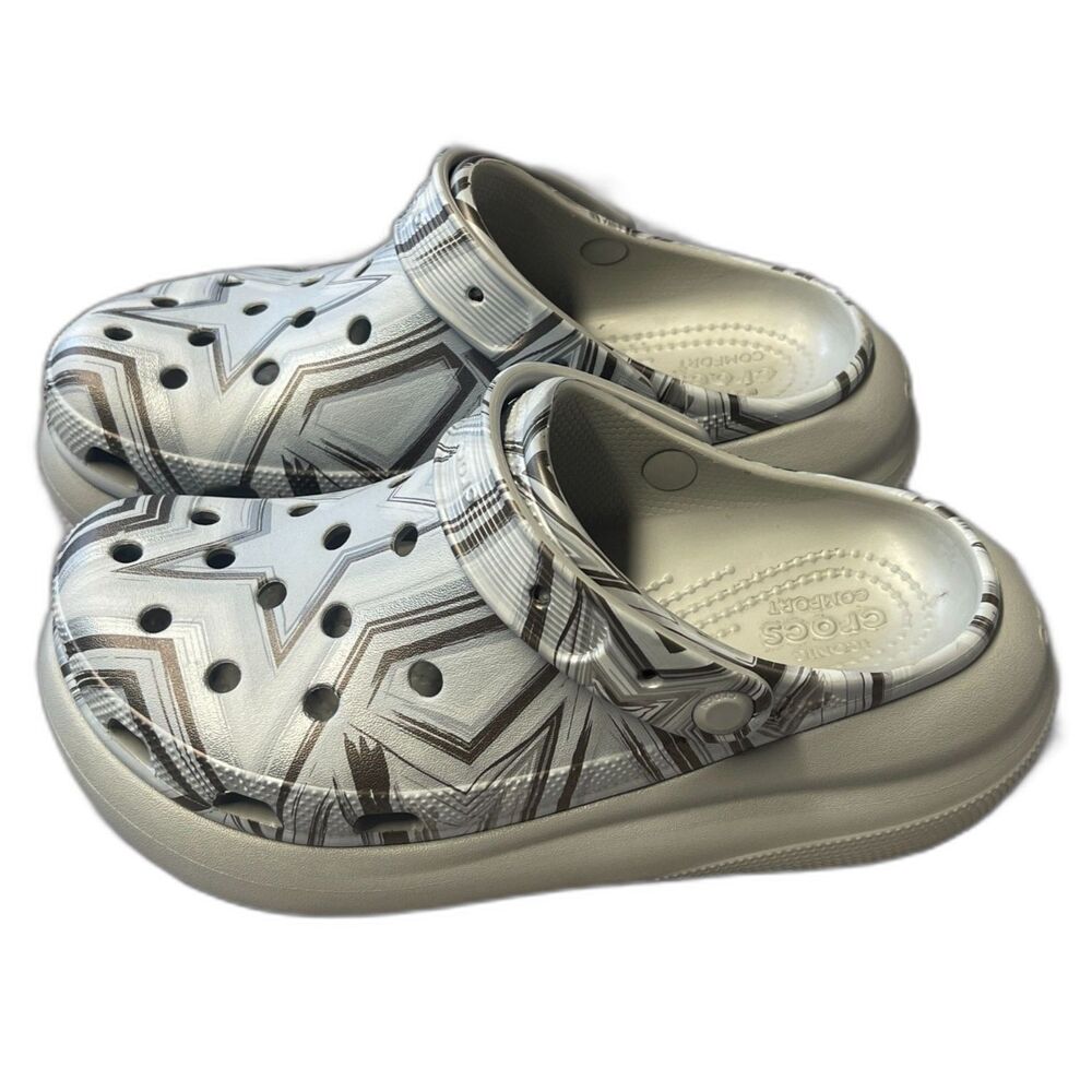 Rare Style Crush Disco Crocs Platform Clogs M7 W9 Gray  Star Geometric Unisex